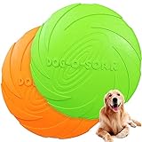 Demason Hundefrisbee 2 Stück Frisbee aus Kautschuk Intelligenzspielzeug Naturkautschuk Ø 18cm Wasserspielzeug Schwimmspielzeug für kleine und mittelgroße Hunde (Grün Orange)