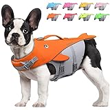VIVAGLORY Sportlicher Stil Hundeschwimmweste, Rettungsweste in Walform für kleine Hunde mit Ausgezeichnetem Auftrieb und Rettungsgriff, Neon Orange S