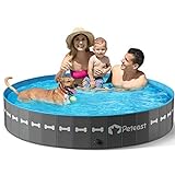 Peteast Hundepool für Große & Kleine Hunde, 160cm Faltbarer Planschbecken, PVC Verdicken Hund Schwimmbecken rutschfest Verschleißfest, ideal für Hundebadewanne