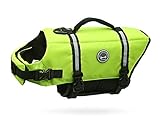VIVAGLORY Schwimmweste für Hunde Ripstop & Reflektierende, Größenverstellbar mit Starkem Auftrieb und Rettungsgriff zum Schwimmen, Bootfahren und Kanufahren, Neon-Gelb, Größe M